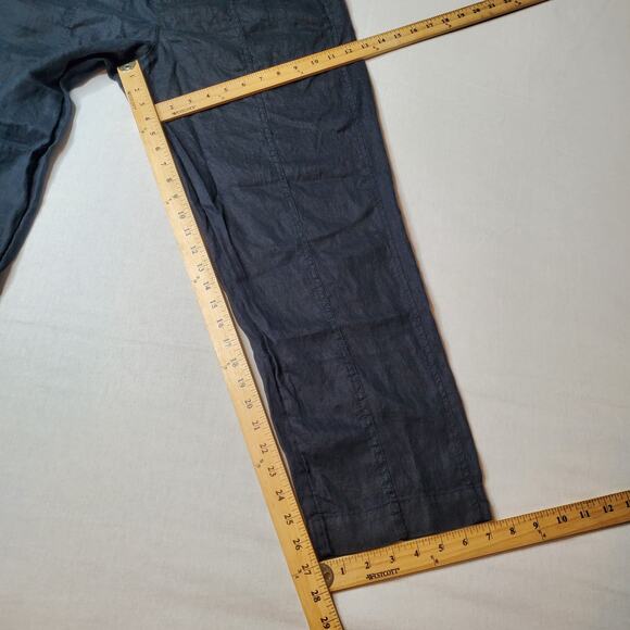 Athleta Women's Size M Retreat High Rise Linen Ankle Pant Black 658556 - Picture 3 of 9